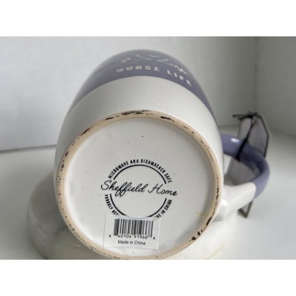Nurse Life Mug Heart & Heartbeat Purple White Ceramic By Sheffield Home - Picture 9 of 9